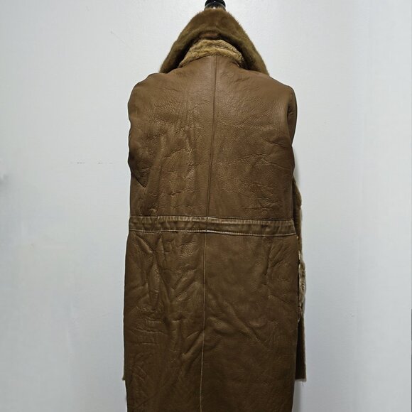 New Real Merino Lamb Fur Sheepskin Shearling Coat Jacket Olive Khaki Green Mink - Picture 5 of 6